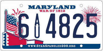 MD license plate 6AU4825