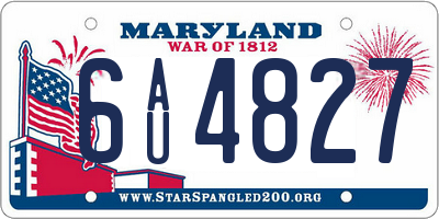 MD license plate 6AU4827
