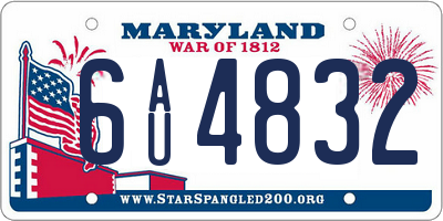 MD license plate 6AU4832