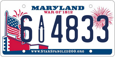 MD license plate 6AU4833