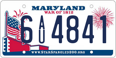 MD license plate 6AU4841