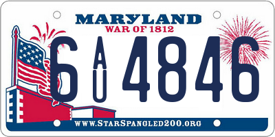 MD license plate 6AU4846