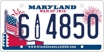 MD license plate 6AU4850