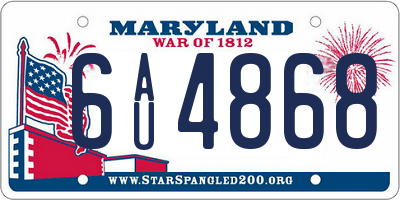 MD license plate 6AU4868