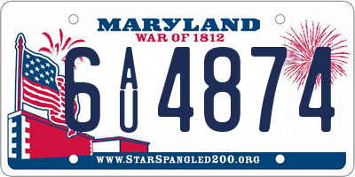 MD license plate 6AU4874