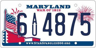 MD license plate 6AU4875