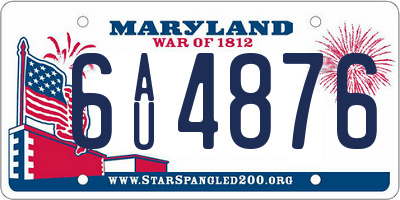 MD license plate 6AU4876