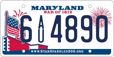 MD license plate 6AU4890