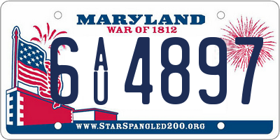 MD license plate 6AU4897