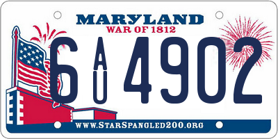 MD license plate 6AU4902
