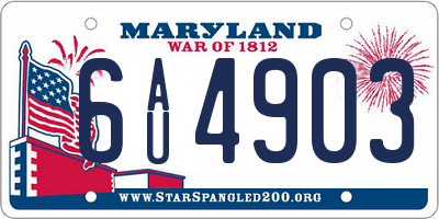 MD license plate 6AU4903