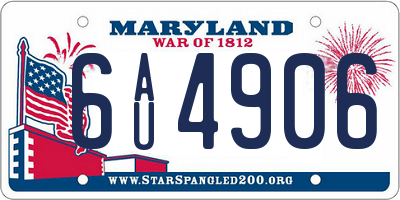 MD license plate 6AU4906