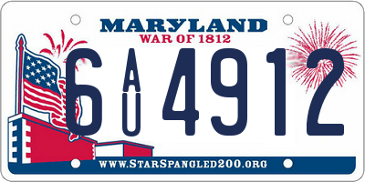 MD license plate 6AU4912