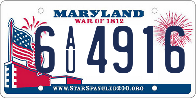 MD license plate 6AU4916