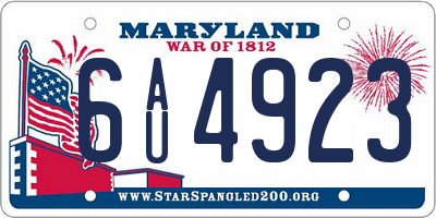 MD license plate 6AU4923