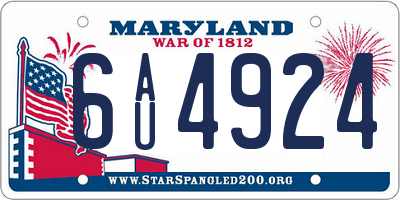MD license plate 6AU4924