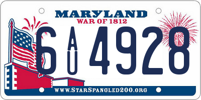 MD license plate 6AU4928