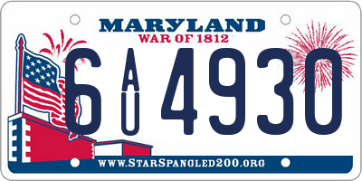 MD license plate 6AU4930