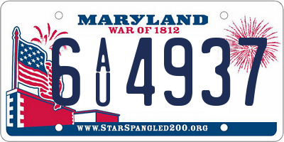 MD license plate 6AU4937