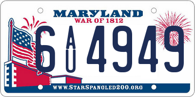MD license plate 6AU4949