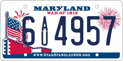 MD license plate 6AU4957