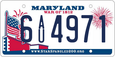 MD license plate 6AU4971
