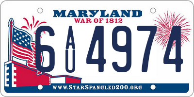 MD license plate 6AU4974