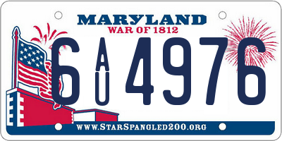 MD license plate 6AU4976
