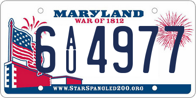 MD license plate 6AU4977