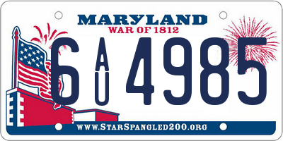 MD license plate 6AU4985