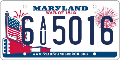 MD license plate 6AU5016