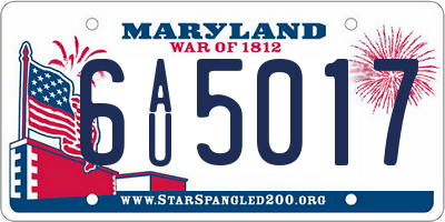 MD license plate 6AU5017
