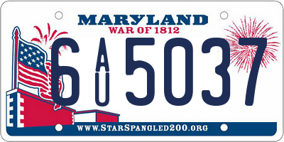 MD license plate 6AU5037