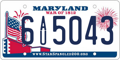 MD license plate 6AU5043