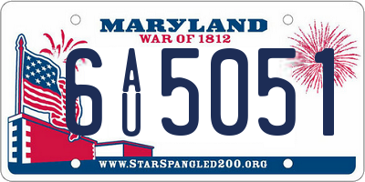 MD license plate 6AU5051