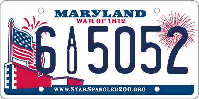 MD license plate 6AU5052