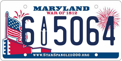 MD license plate 6AU5064