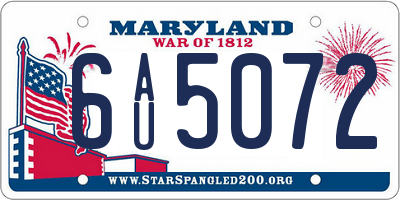 MD license plate 6AU5072