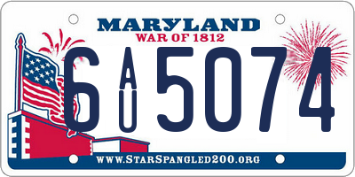 MD license plate 6AU5074
