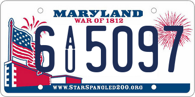 MD license plate 6AU5097