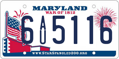 MD license plate 6AU5116