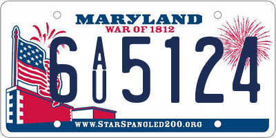 MD license plate 6AU5124