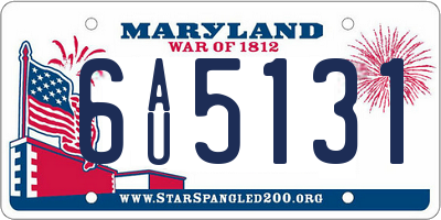 MD license plate 6AU5131
