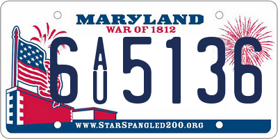 MD license plate 6AU5136