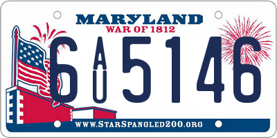 MD license plate 6AU5146
