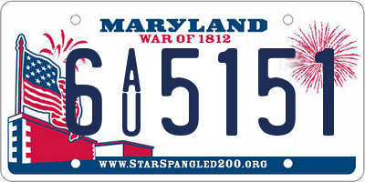 MD license plate 6AU5151