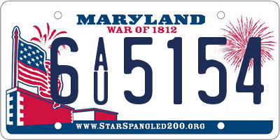 MD license plate 6AU5154