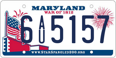 MD license plate 6AU5157