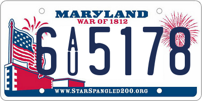 MD license plate 6AU5178