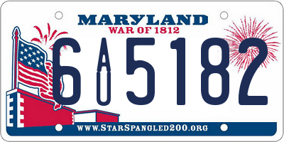 MD license plate 6AU5182